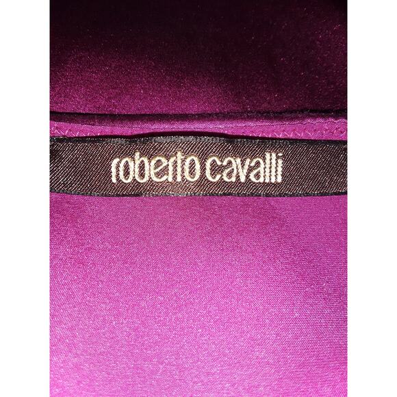 Roberto Cavalli Sz 42 Auth Magenta Ruched Front Rhinestone Dress - Picture 9 of 9